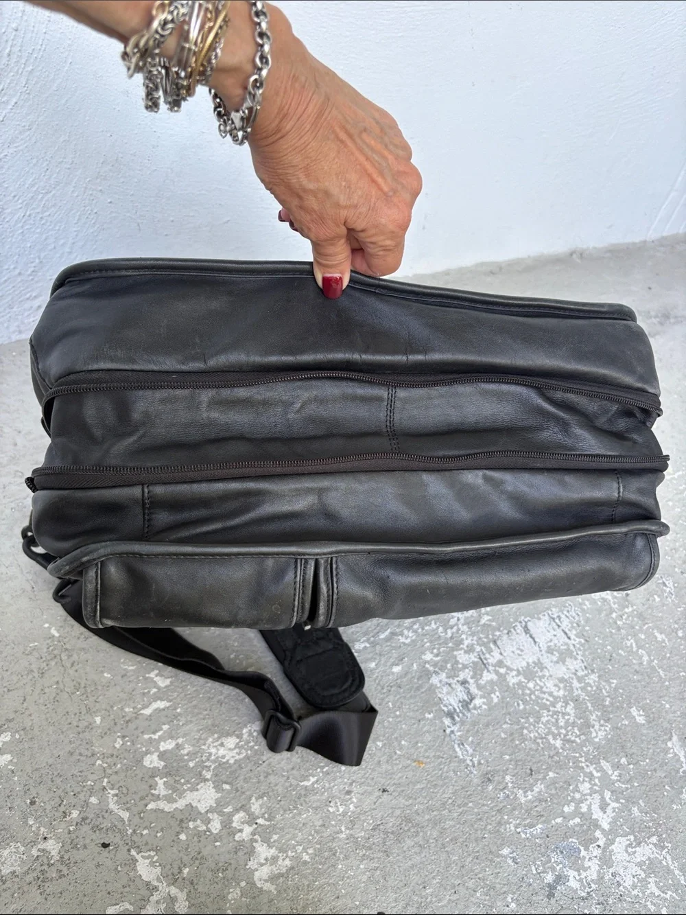 Tumi Alpha Napa leather expandable briefcase